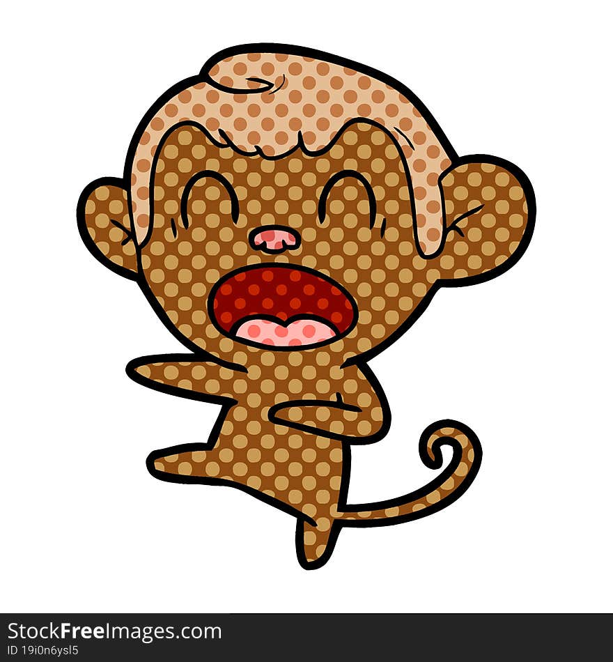 shouting cartoon monkey dancing. shouting cartoon monkey dancing