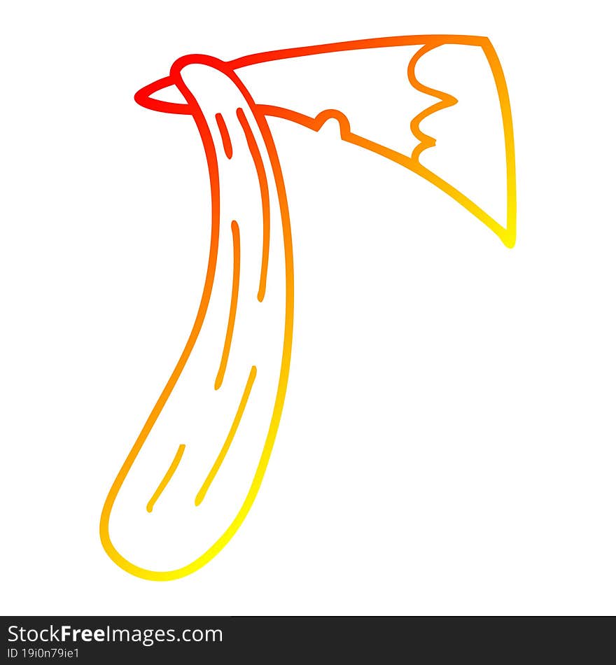 Warm Gradient Line Drawing Cartoon Of An Axe