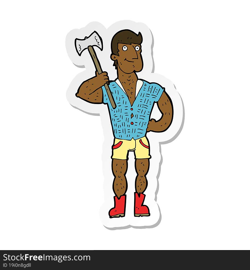 Sticker Of A Cartoon Lumberjack