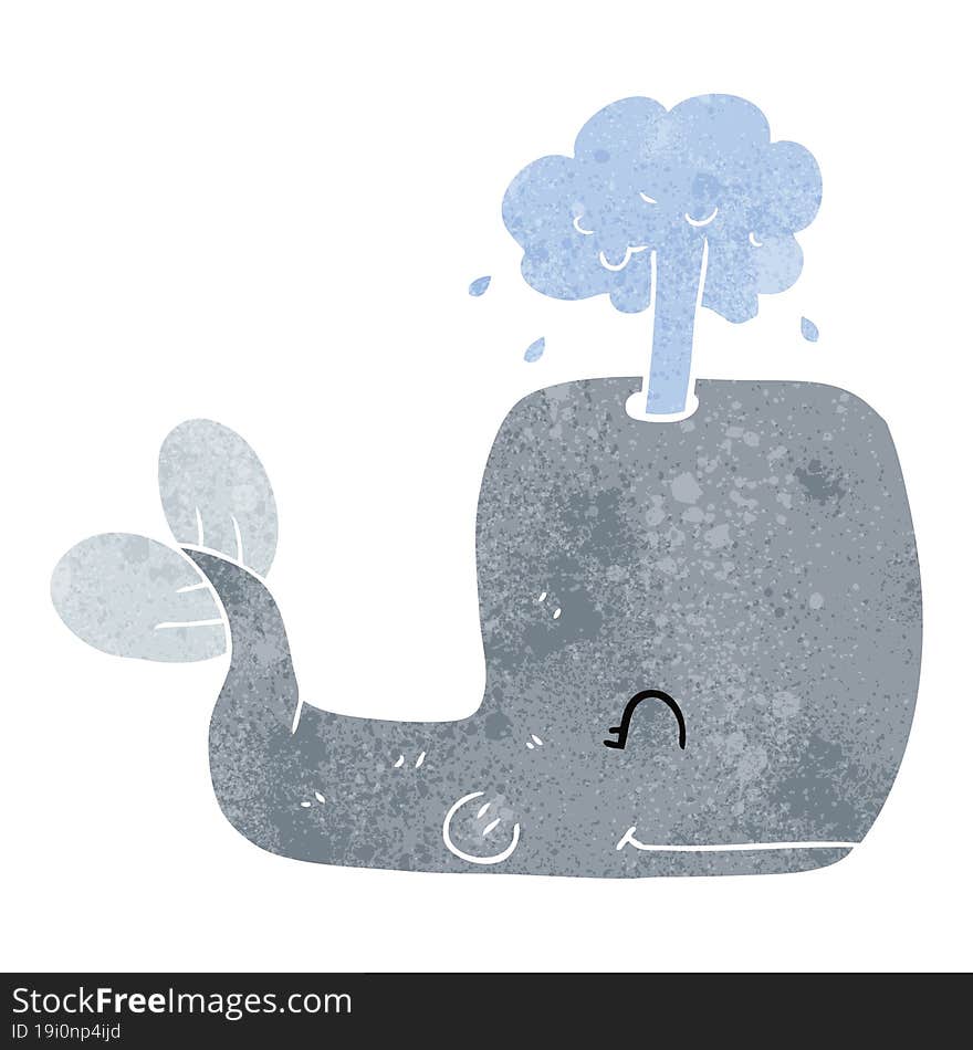 retro cartoon whale spouting water