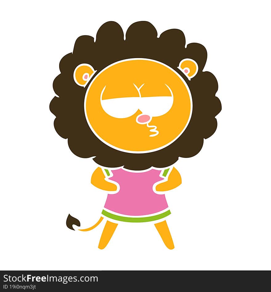 flat color style cartoon bored lion