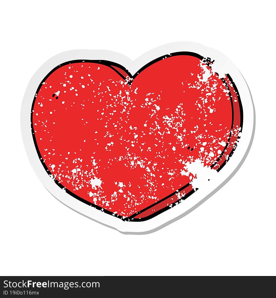 distressed sticker of a cartoon heart