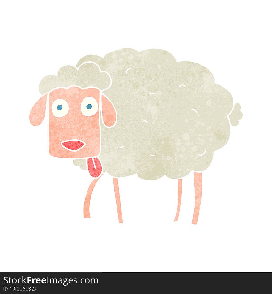 freehand retro cartoon sheep