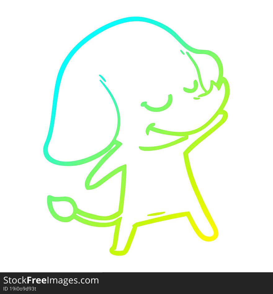 cold gradient line drawing cartoon smiling elephant