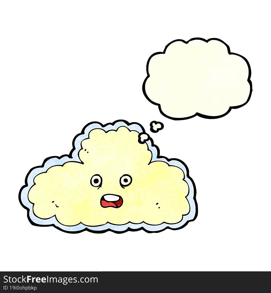 cartoon cloud symbol with thought bubble