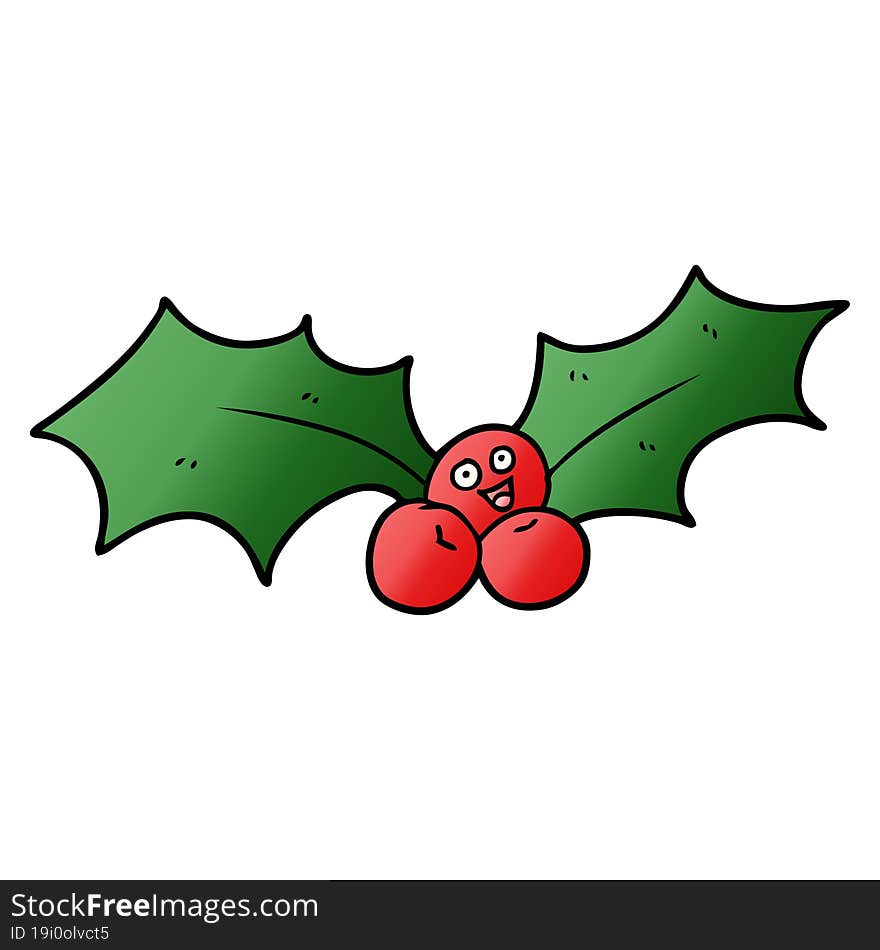 cartoon christmas holly. cartoon christmas holly