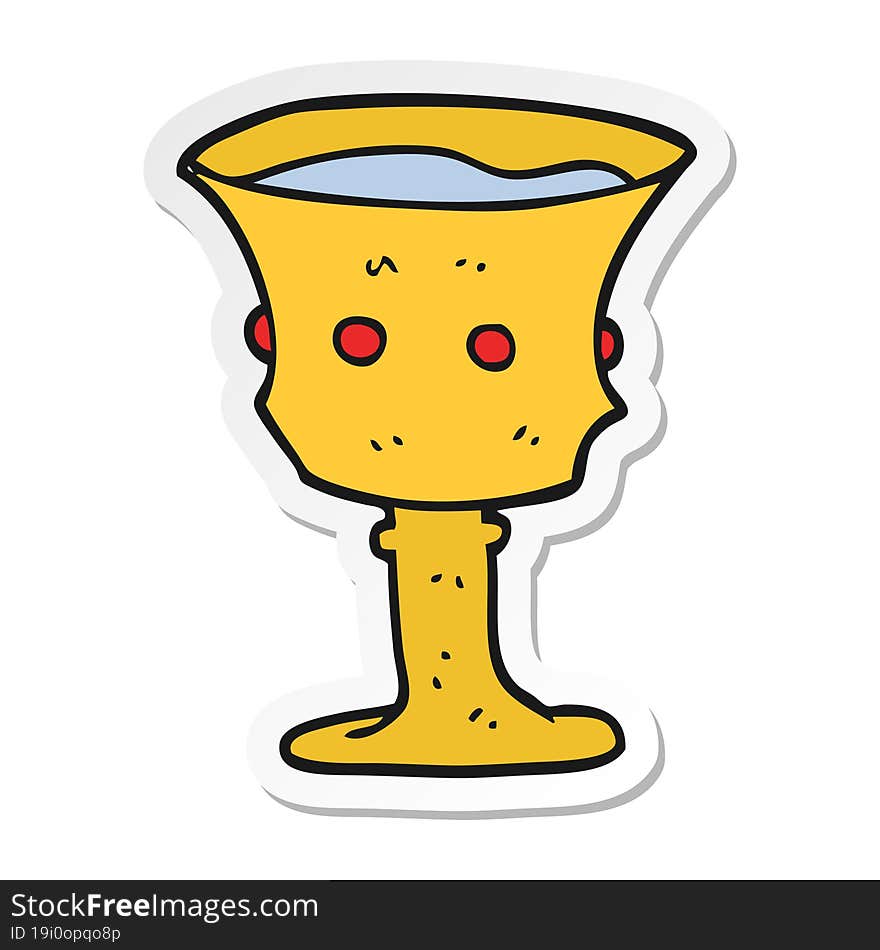 Sticker Of A Cartoon Medieval Cup