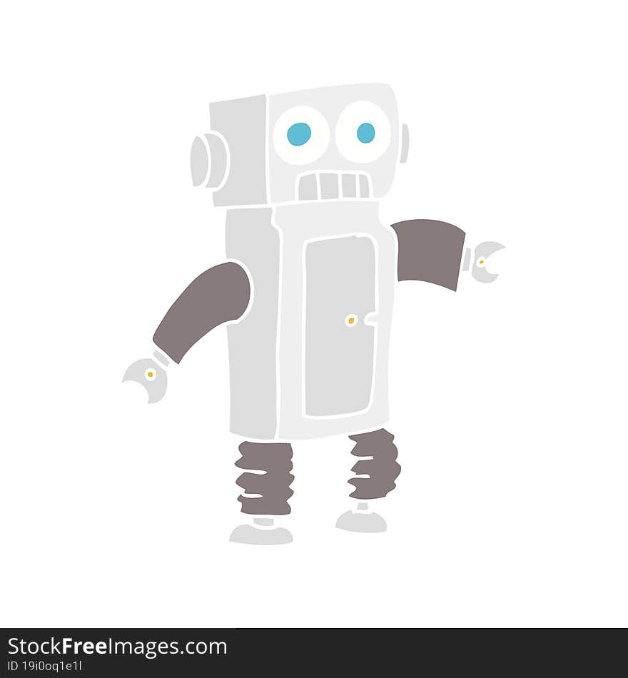 flat color illustration of a cartoon robot