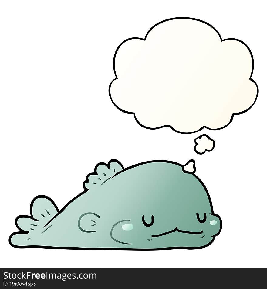 cartoon fish and thought bubble in smooth gradient style