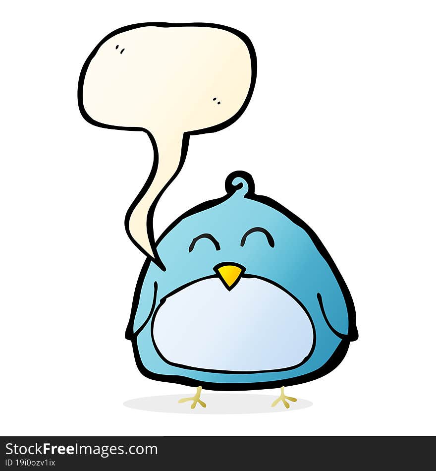 Funny Cartoon Bird With Speech Bubble