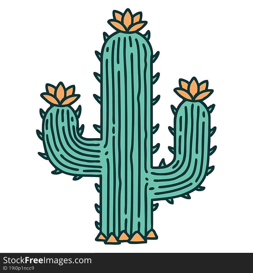 tattoo style icon of a cactus