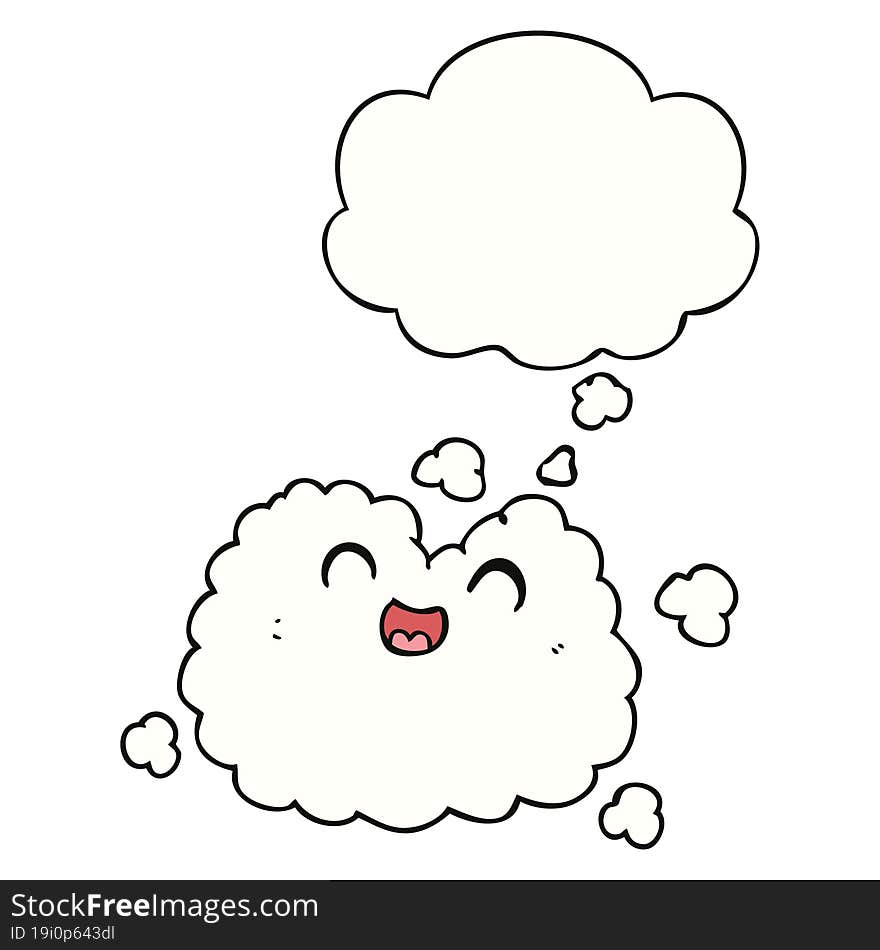 Cartoon Happy Smoke Cloud And Thought Bubble