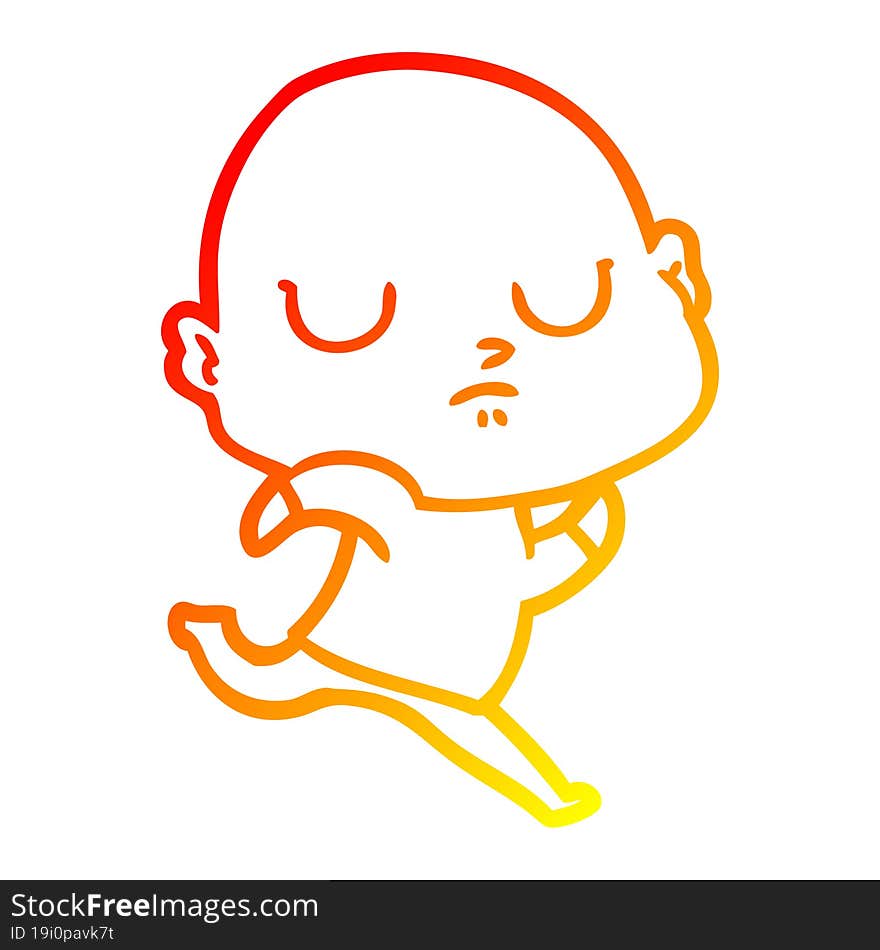 warm gradient line drawing of a cartoon bald man