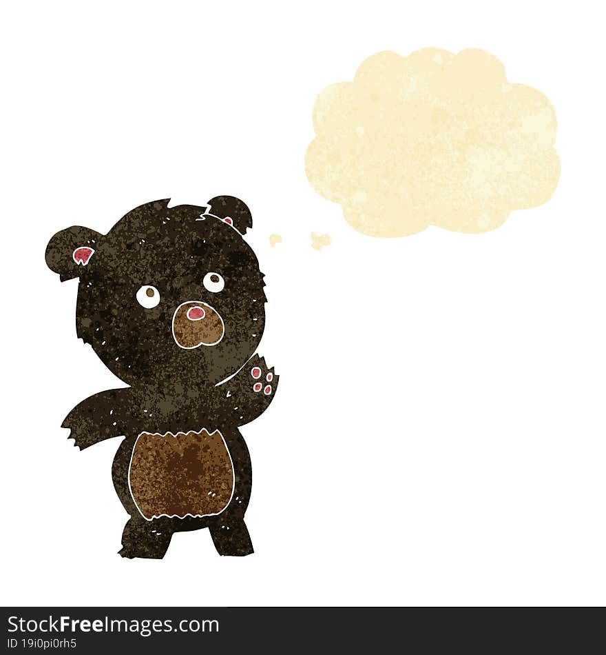 cartoon curious black bear with thought bubble