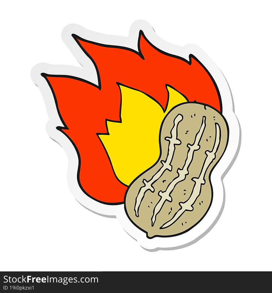 sticker of a cartoon cooking peanut