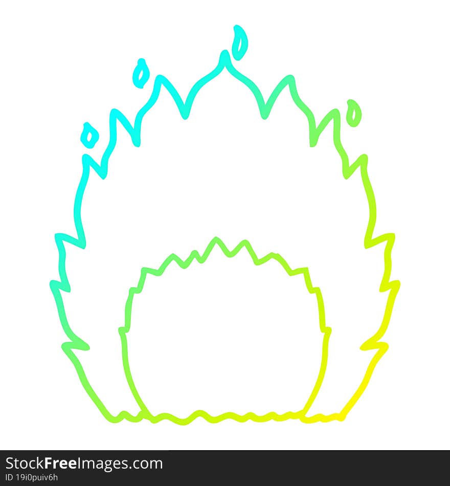 cold gradient line drawing cartoon fire