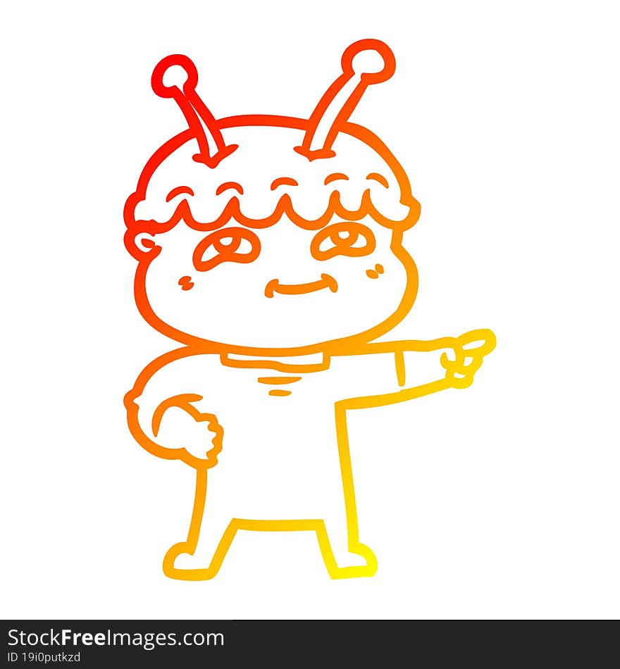 warm gradient line drawing friendly cartoon spaceman