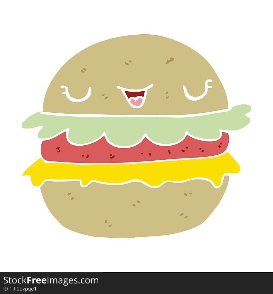 flat color style cartoon burger