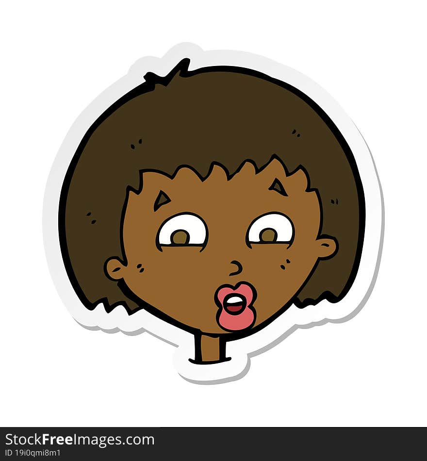 sticker of a cartoon shocked expression