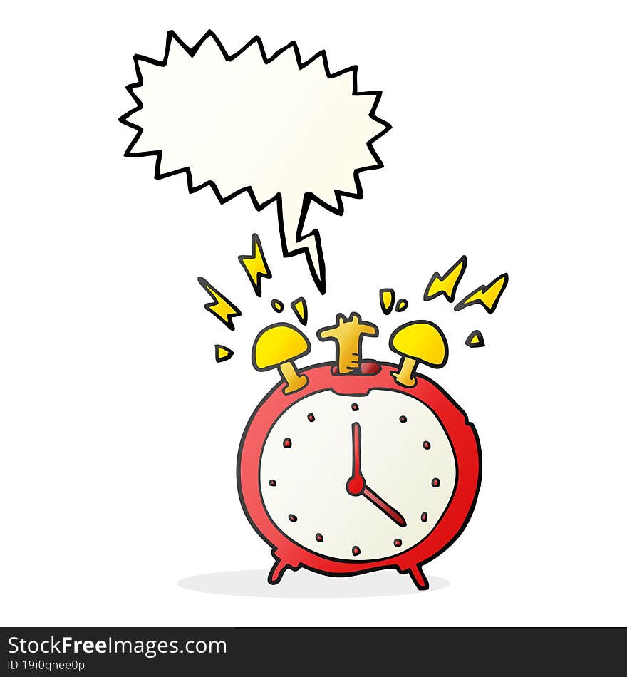 freehand drawn speech bubble cartoon ringing alarm clock