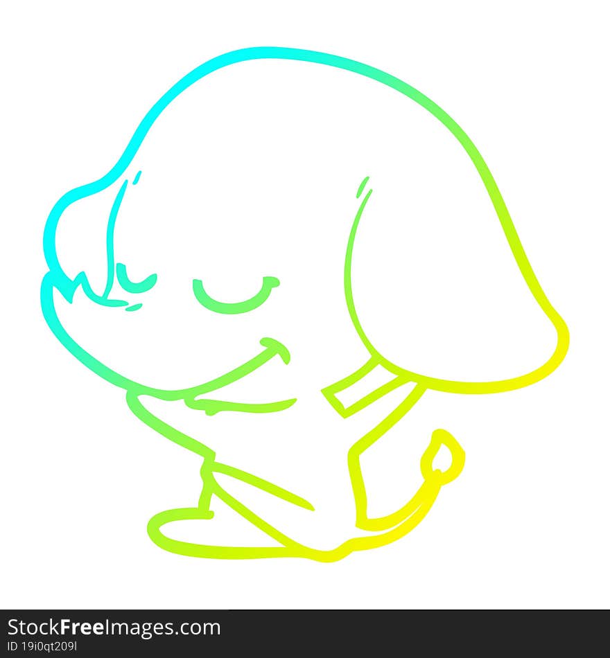 cold gradient line drawing cartoon smiling elephant