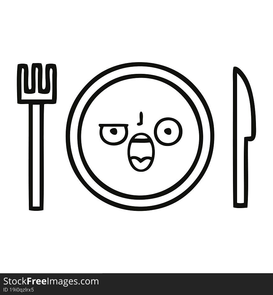 line drawing cartoon dinner plate