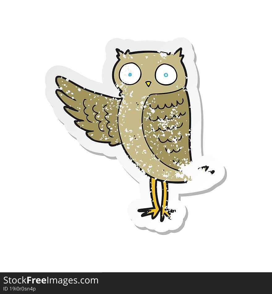 retro distressed sticker of a cartoon owl