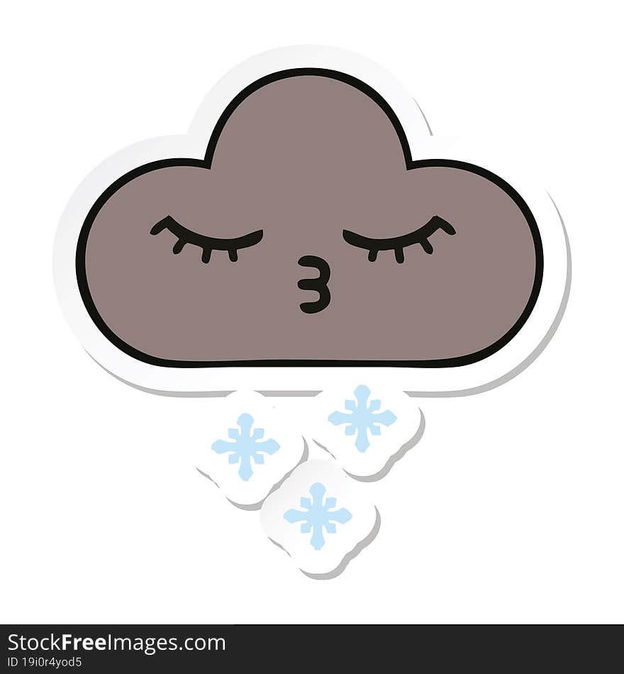 sticker of a cute cartoon storm snow cloud