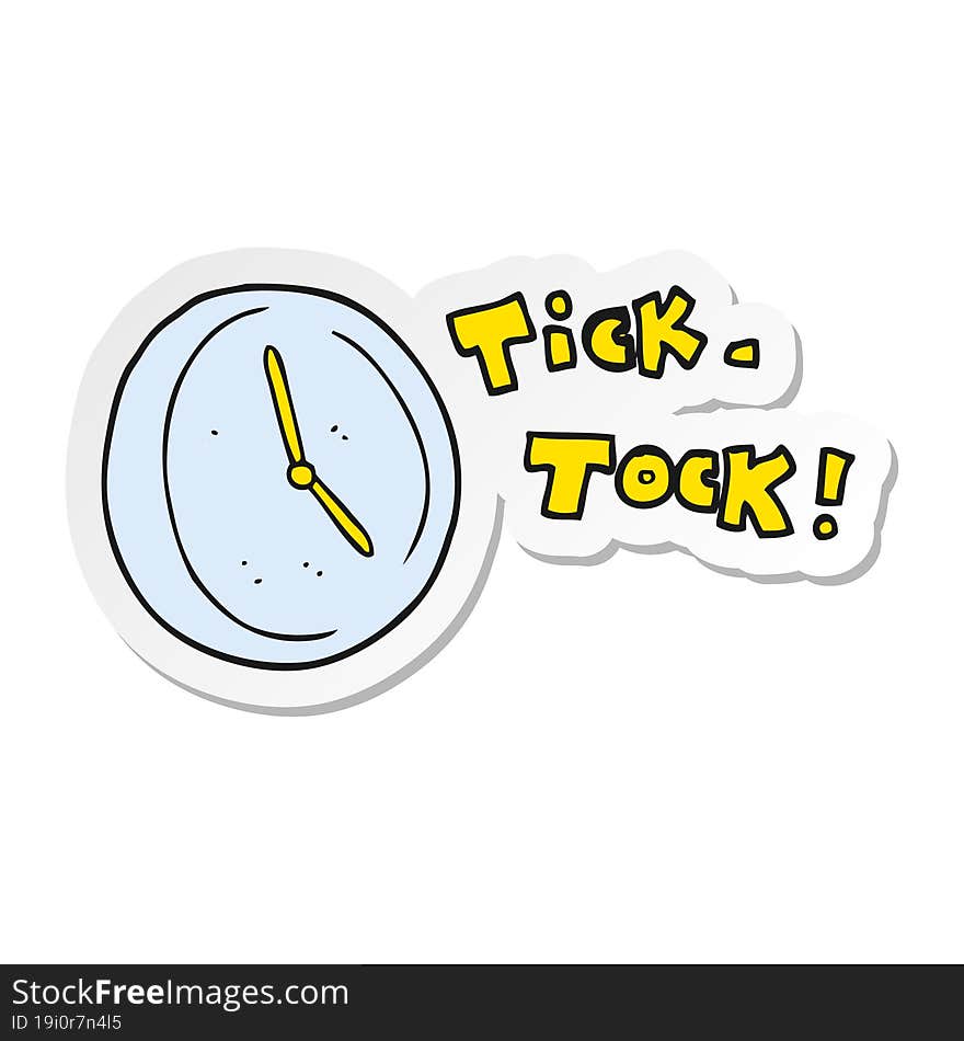 sticker of a cartoon ticking clock