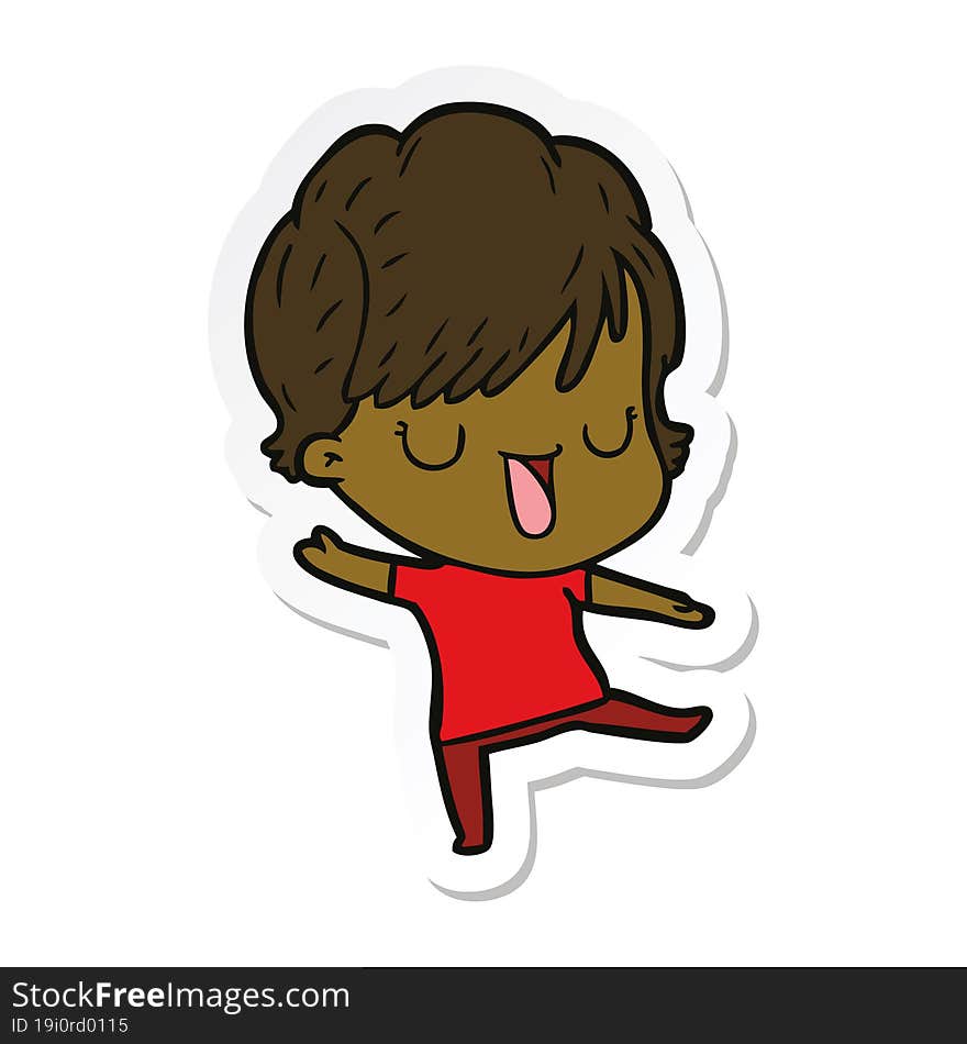 sticker of a cartoon woman talking