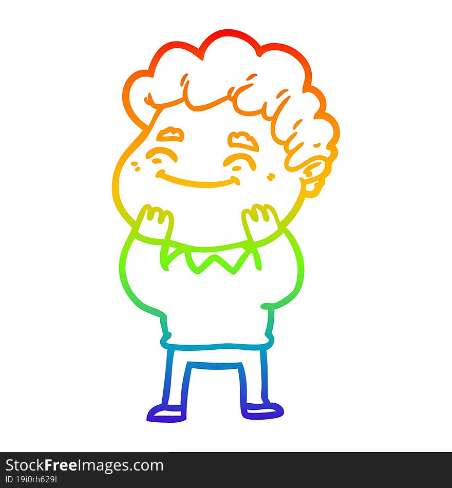 rainbow gradient line drawing cartoon friendly man