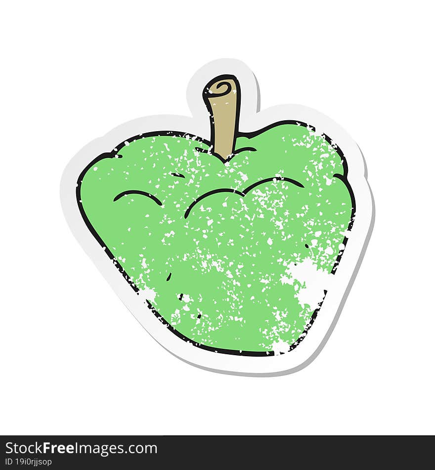 retro distressed sticker of a cartoon organic apple