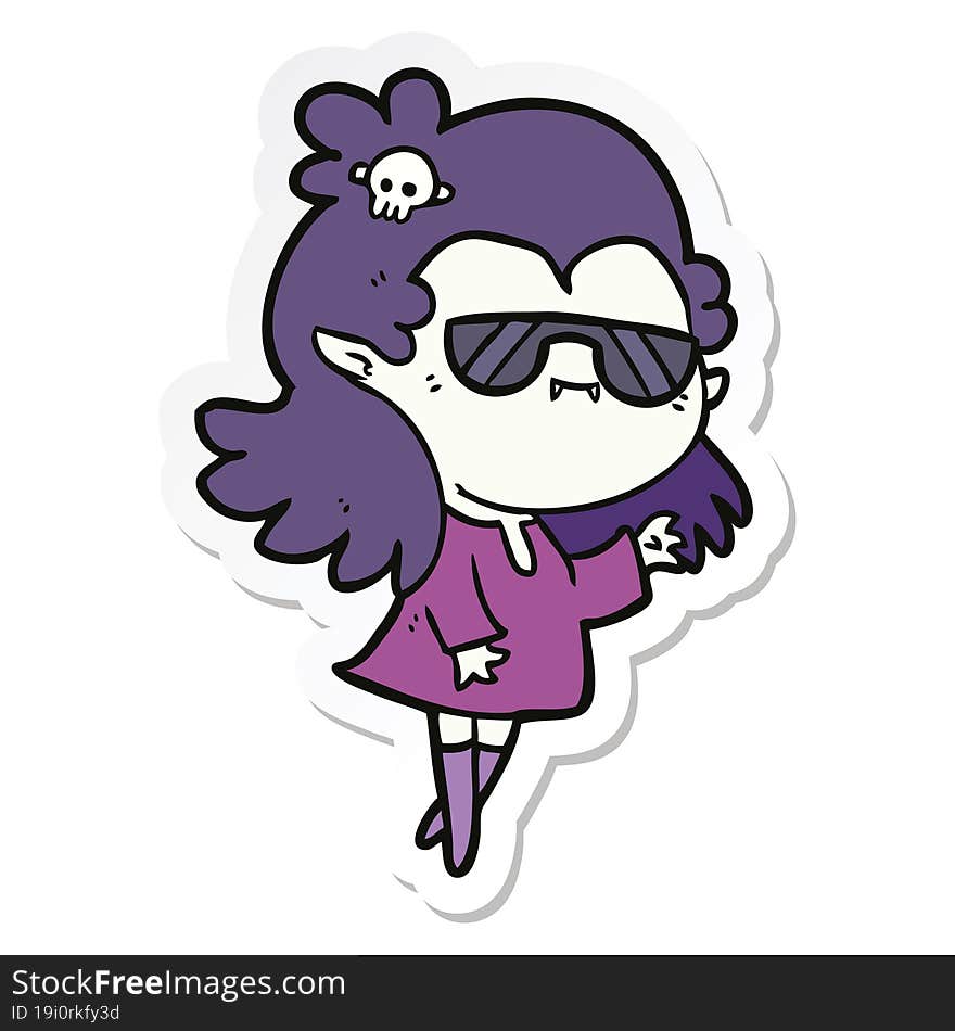 Sticker Of A Cartoon Cool Vampire