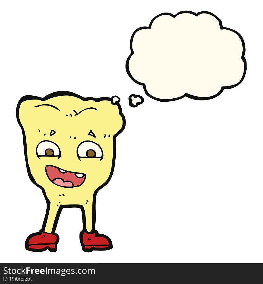 Cartoon Yellow Tooth With Thought Bubble