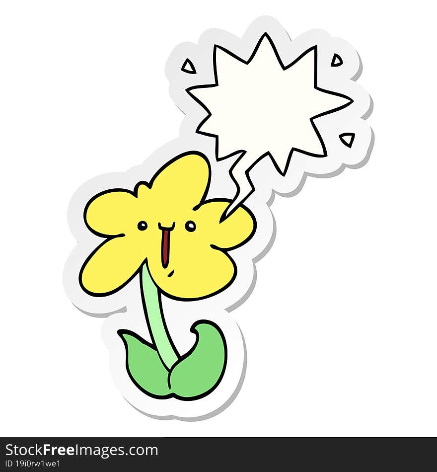 cartoon flower and speech bubble sticker