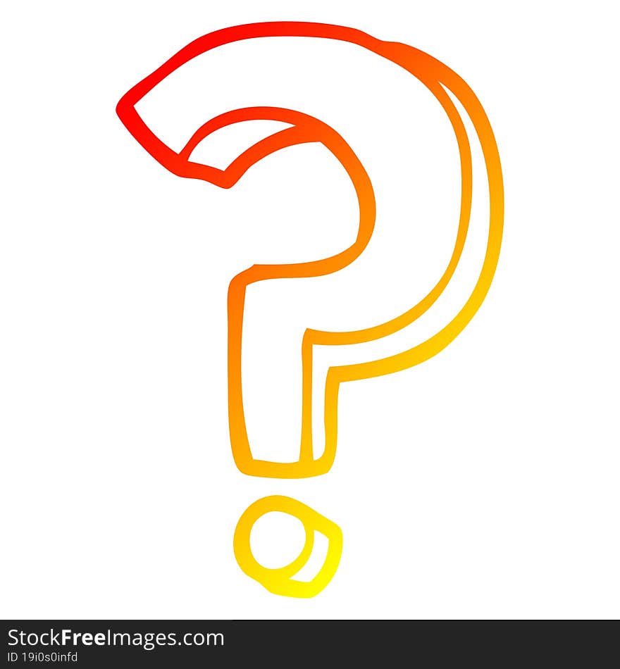 Warm Gradient Line Drawing Cartoon Question Mark