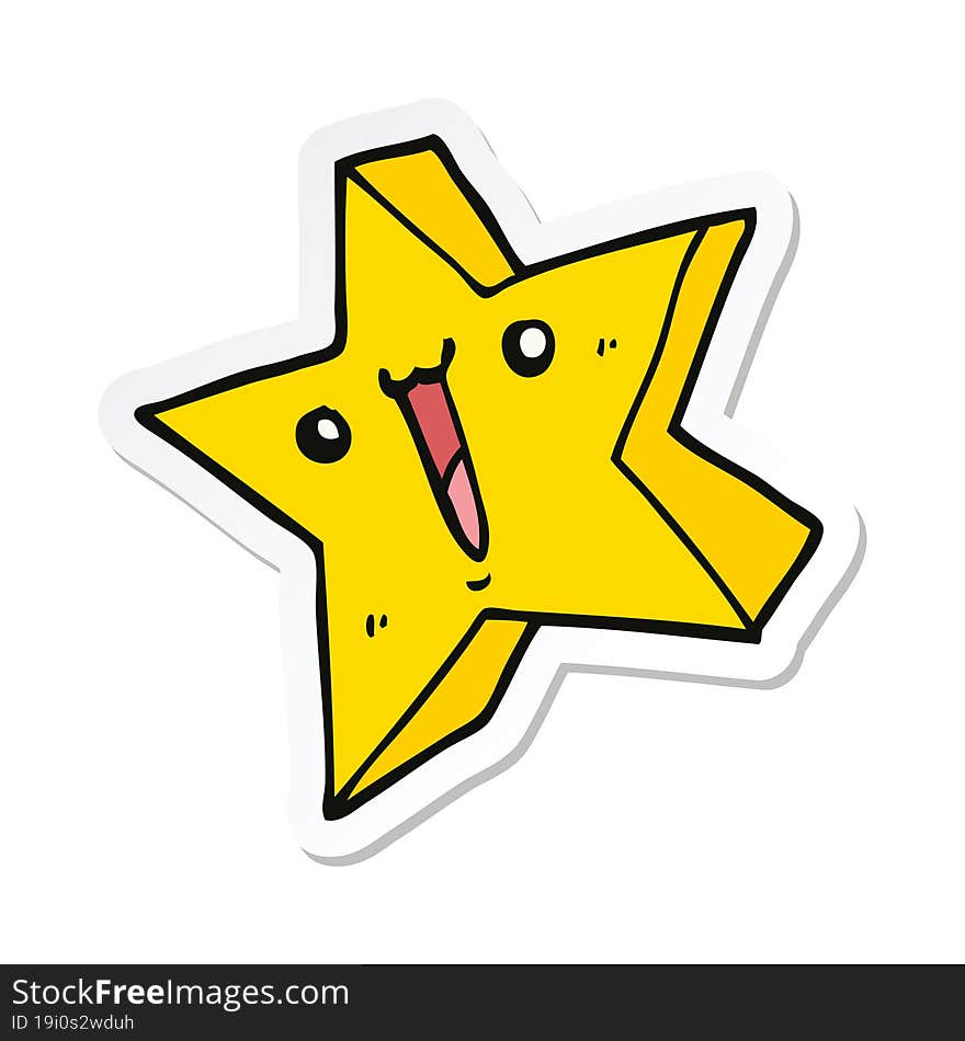 sticker of a cartoon happy star