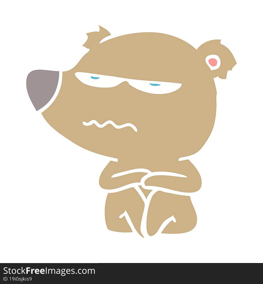 angry bear flat color style cartoon