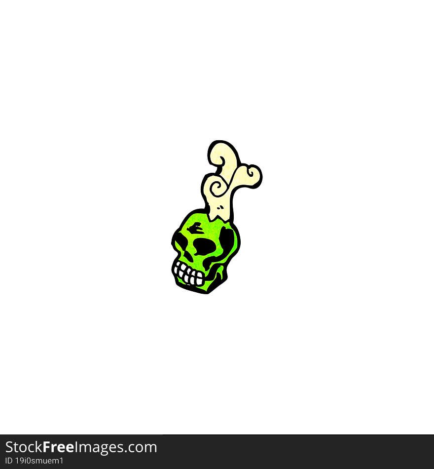 Cartoon Spooky Green Skull