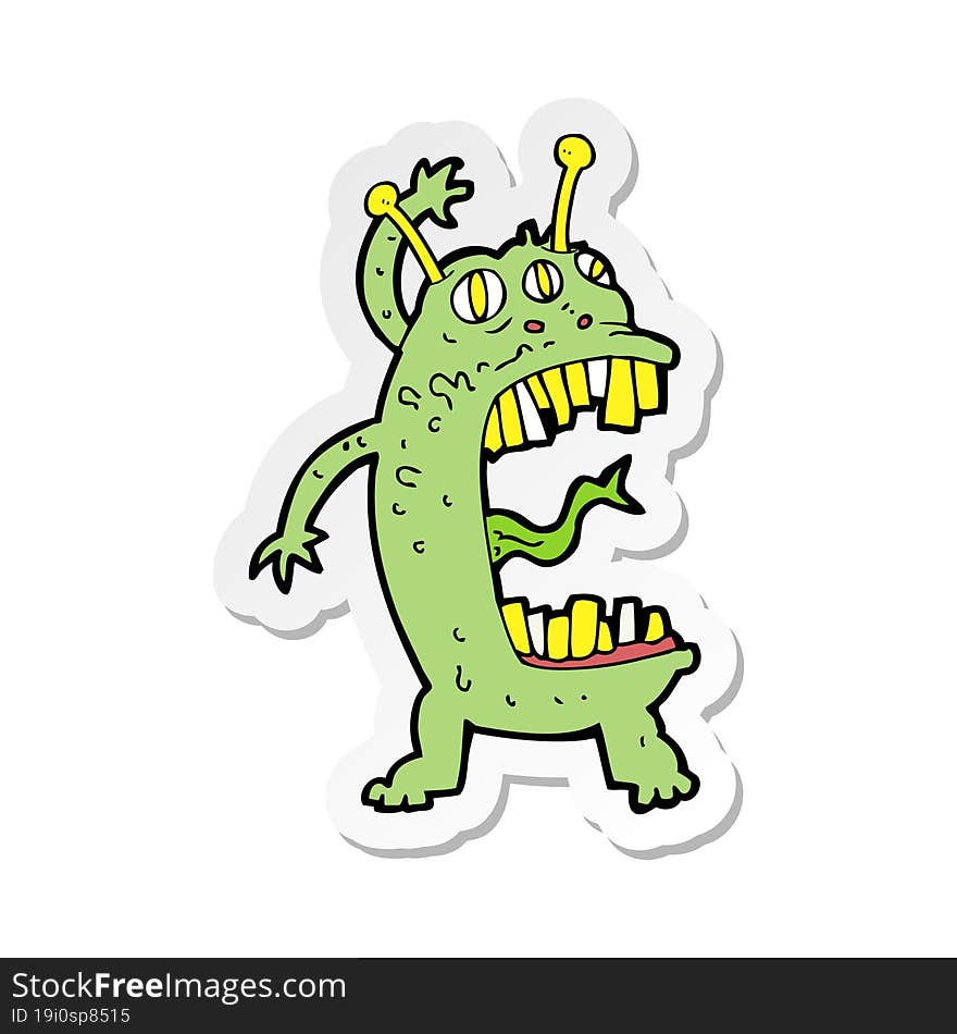 sticker of a cartoon crazy monster