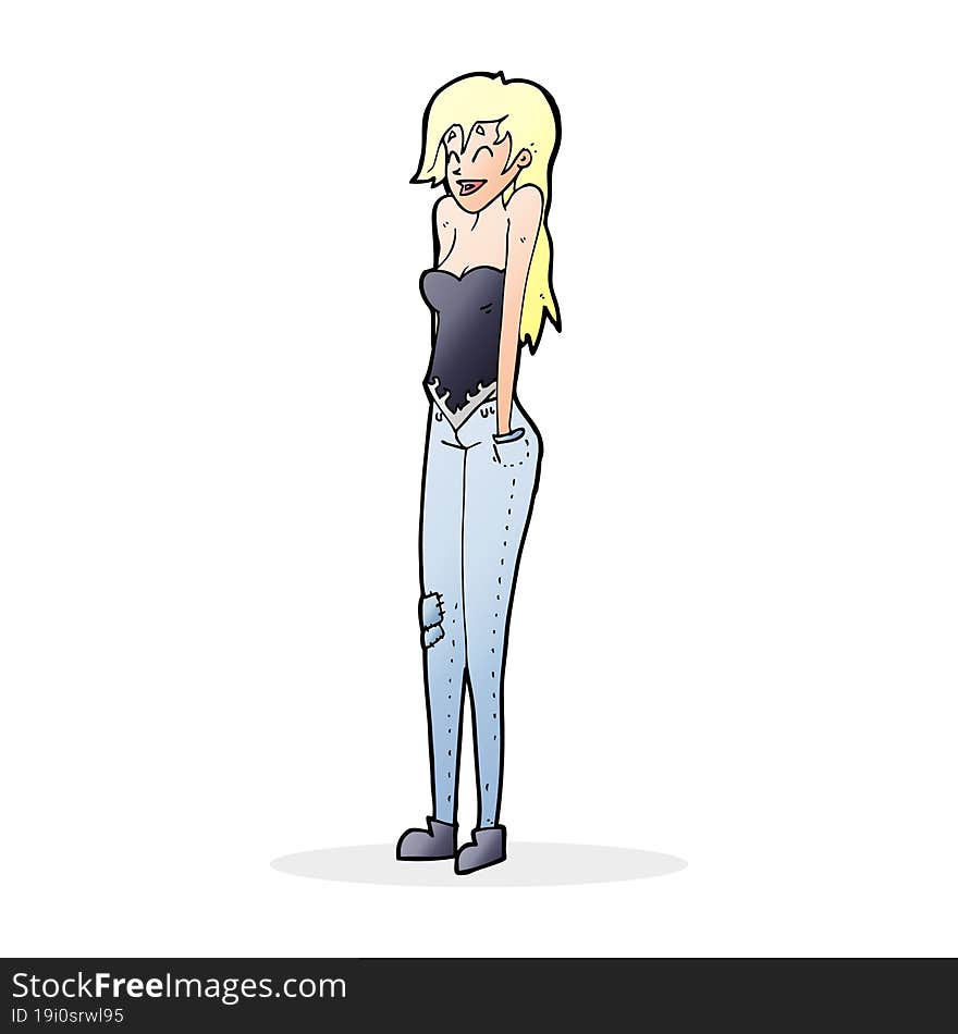 Cartoon Pretty Woman Shrugging Shoulders