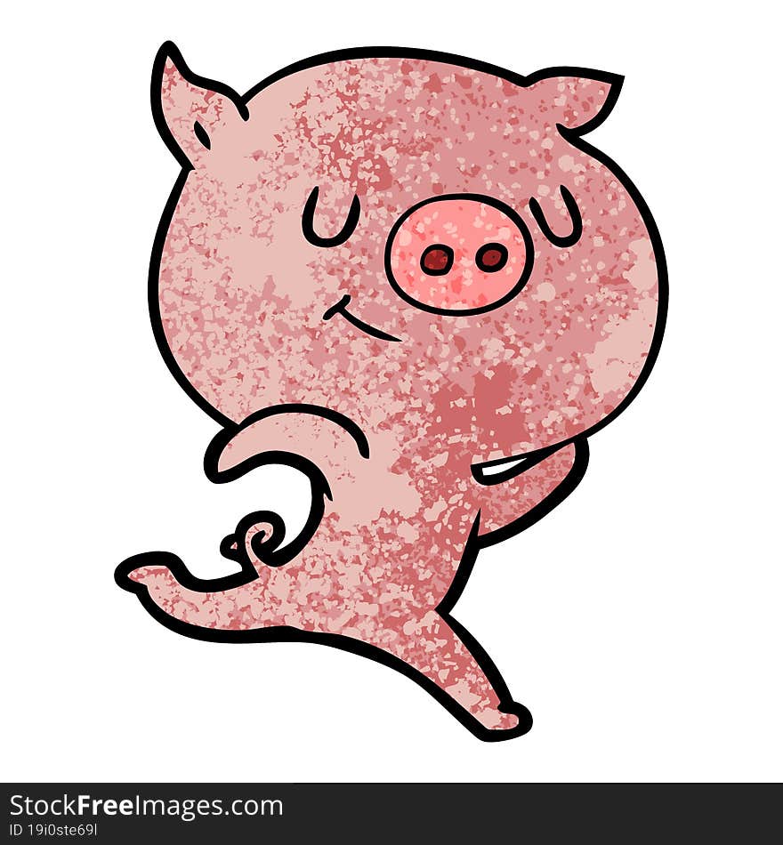 happy cartoon pig running. happy cartoon pig running