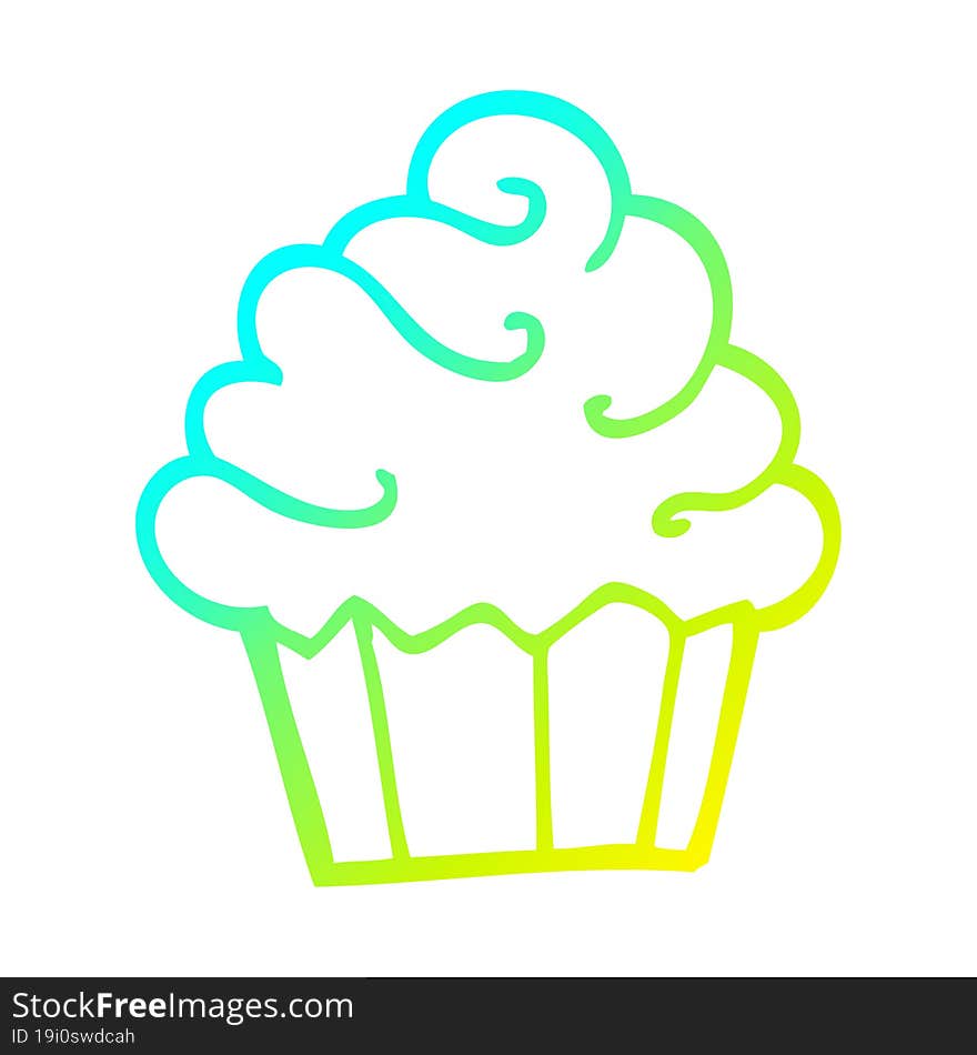 cold gradient line drawing cartoon cupcake