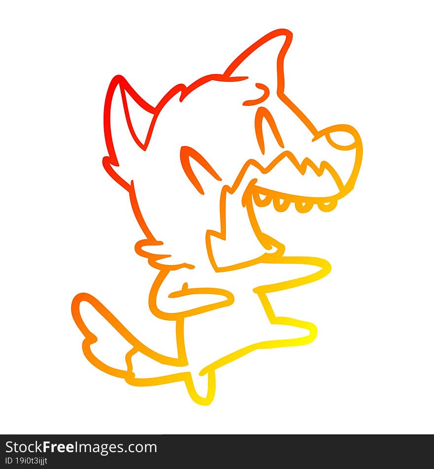 warm gradient line drawing of a laughing fox dancing