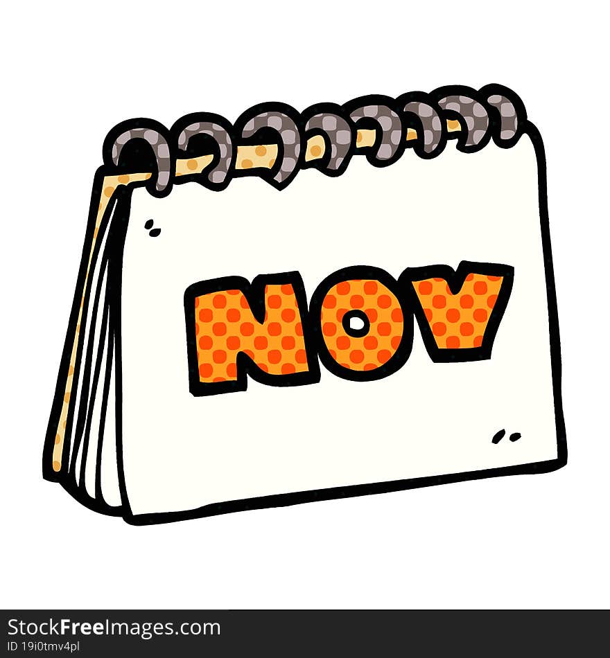 Cartoon Doodle Calendar Showing Month Of November