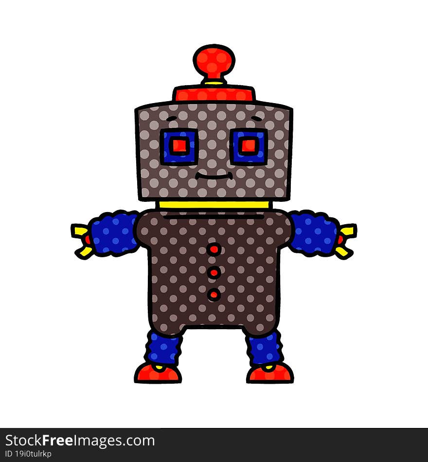 quirky comic book style cartoon robot