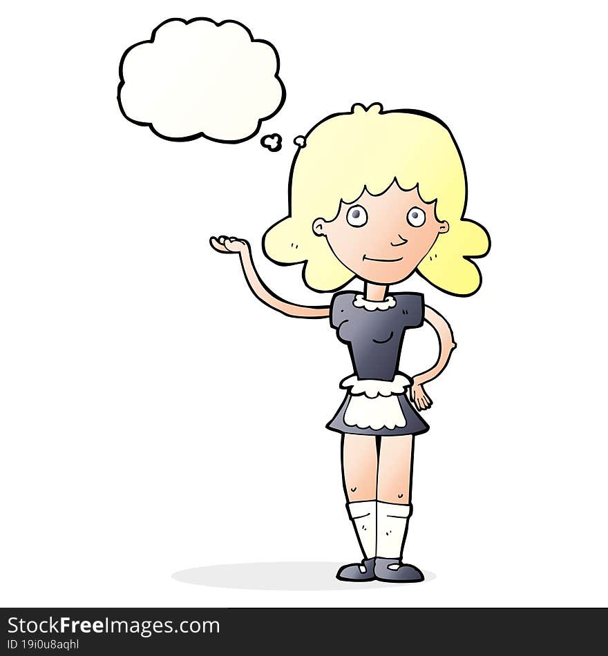 Cartoon Maid With Thought Bubble