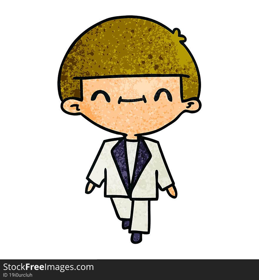 textured cartoon of cute kawaii boy in suit