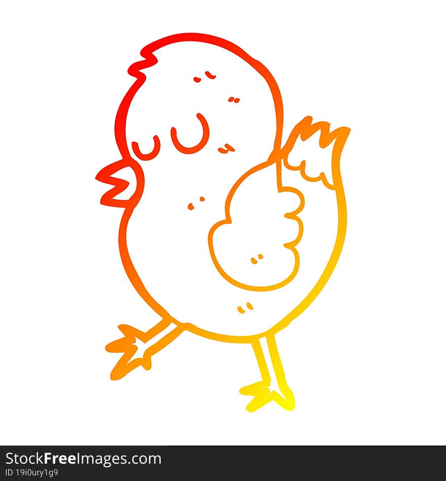 warm gradient line drawing cartoon bird