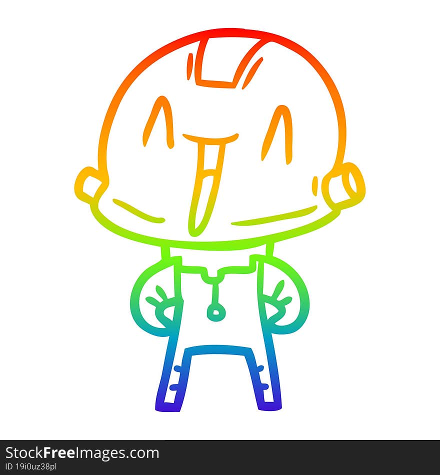 rainbow gradient line drawing of a cartoon robot